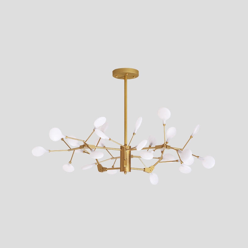 Minimalist Gold Wireframe Chandelier: Branch-Like Metal Pendant Light For Living Room