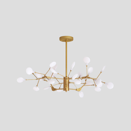Minimalist Gold Wireframe Chandelier: Branch-Like Metal Pendant Light For Living Room
