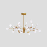 Minimalist Gold Wireframe Pendant Light For Living Room - Branch-Like Chandelier