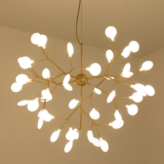 Gold Led Chandelier: Modern Acrylic Firefly Suspension Lighting For Kitchen