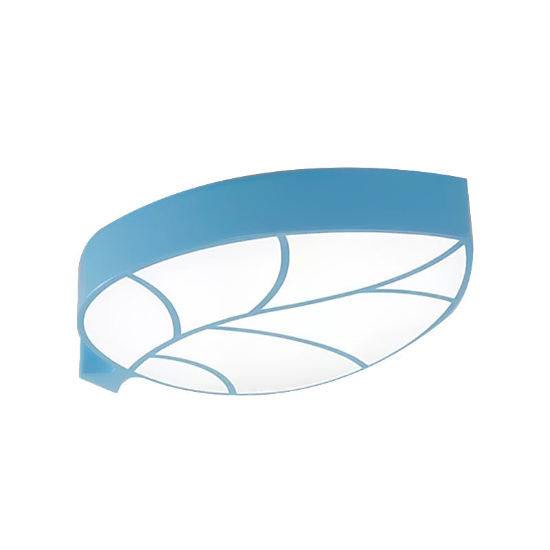Kids Leaf Led Ceiling Lamp - Cartoon Acrylic Metal Flush Mount Light