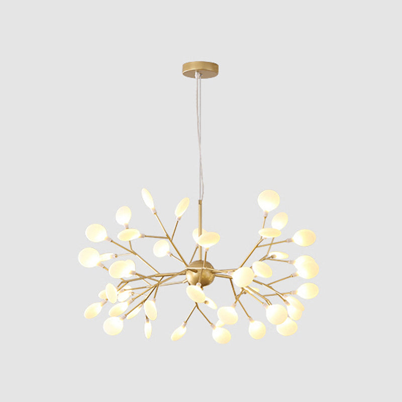 Contemporary Gold Acrylic Leaf Chandelier: Led Ceiling Lamp For Living Room