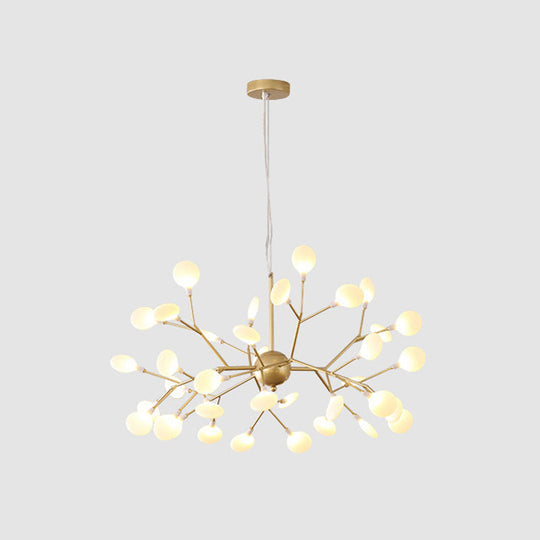 Contemporary Gold Acrylic Leaf Chandelier: Led Ceiling Lamp For Living Room
