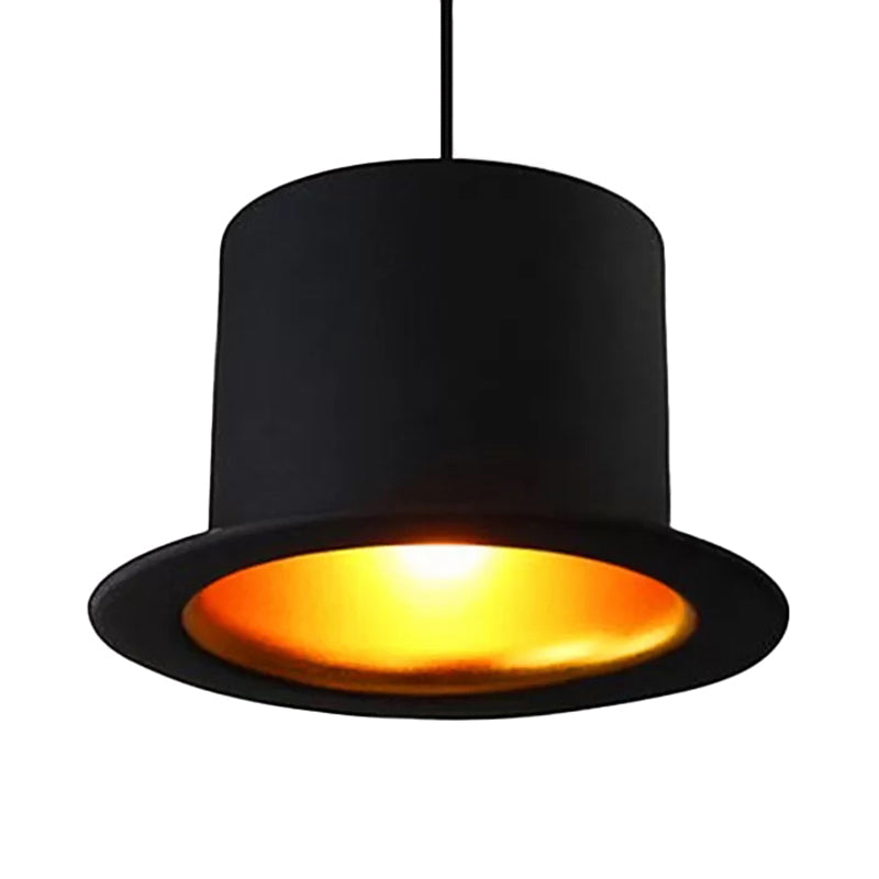 Modern Black Metal Pendant Light For Dining Room - Hat Ceiling Hanging 6.5’/7’ Wide