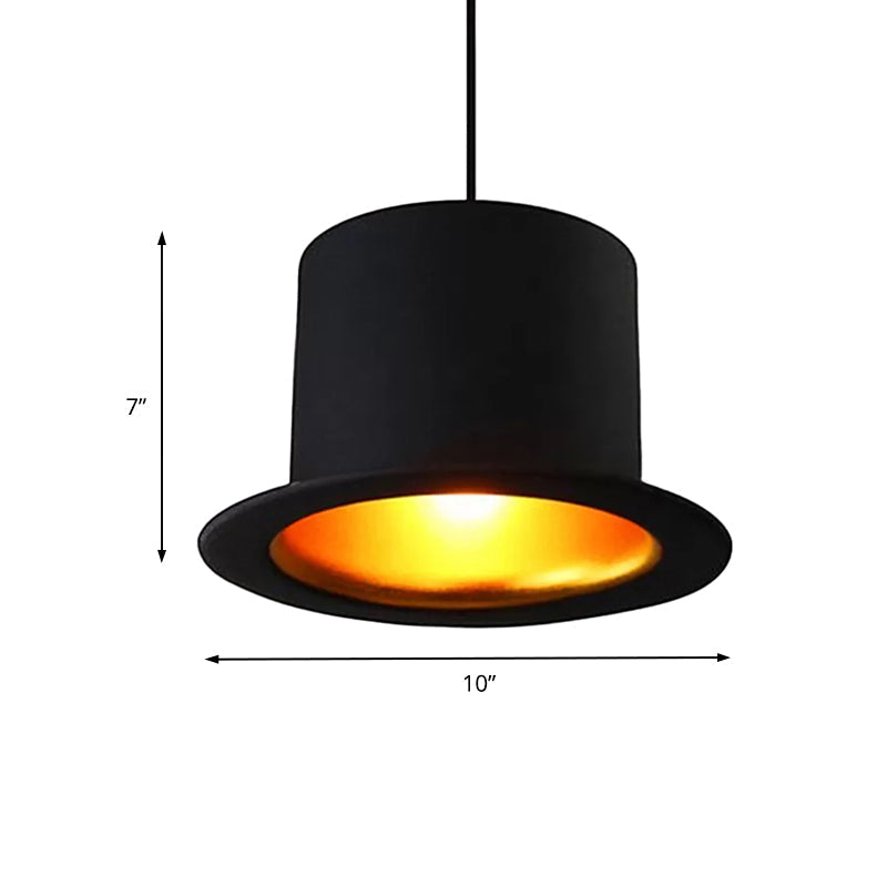 Modern Black Metal Pendant Light For Dining Room - Hat Ceiling Hanging 6.5’/7’ Wide