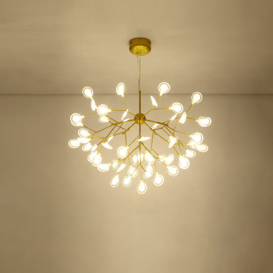 Simplicity Leaf Chandelier - Acrylic Led Drop Pendant With Branch-Like Wireframe For Living Room