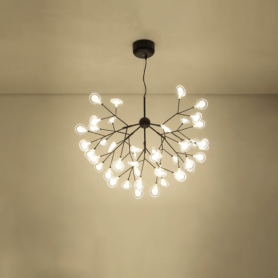 Simplicity Leaf Chandelier - Acrylic Led Drop Pendant With Branch-Like Wireframe For Living Room 45