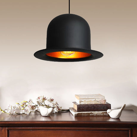 Modern Black Metal Hat Pendant Light For Dining Room - 1 6.5/7 Wide / 6.5