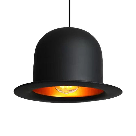 Modern Black Metal Pendant Light For Dining Room - Hat Ceiling Hanging 6.5’/7’ Wide