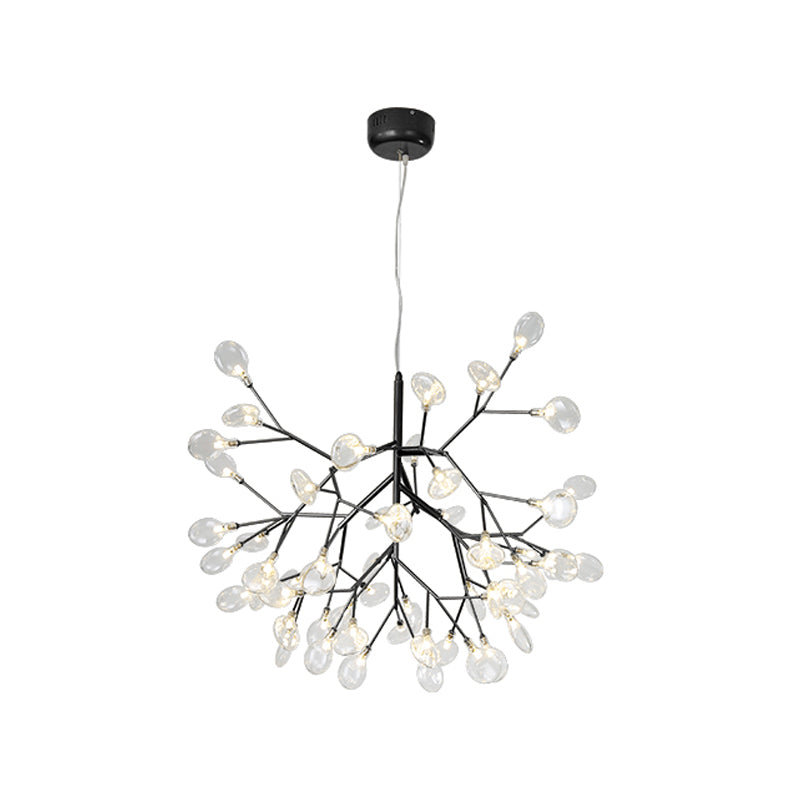 Twig Led Pendant Lamp - Minimalistic Metallic Chandelier For Living Room Lighting 36 / Black Branch