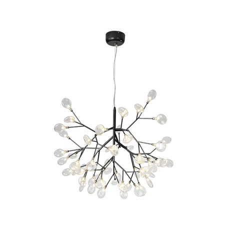 Modern Led Twig Pendant Lamp - Minimalistic Metallic Chandelier For Living Room 36 / Black Branch