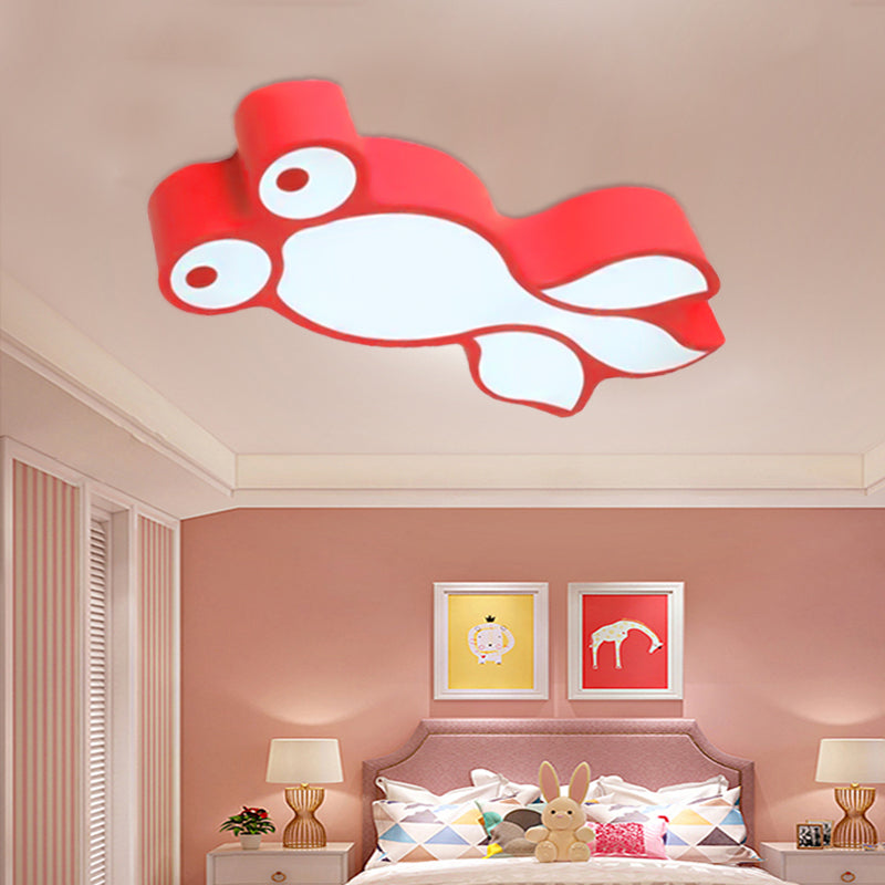 Adorable Little Goldfish Ceiling Light: Acrylic Led Flush Mount For Kids Bedrooms Red / White