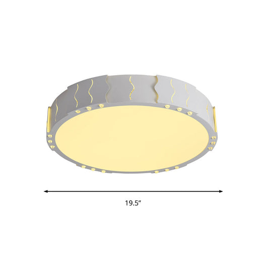 Modern Acrylic Led Flush Ceiling Light - White Square/Round Design For Living Room With Warm/White