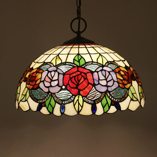 Victorian 3-Light Black Glass Pendant Chandelier - Elegant Dining Room Ceiling Light / E