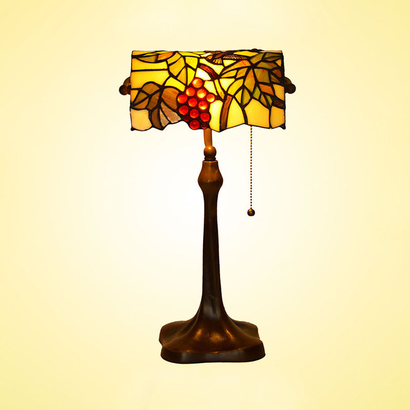 Victorian Night Lamp With Hand Cut Glass Grape And Leaf Design 1 Light Pull Chain