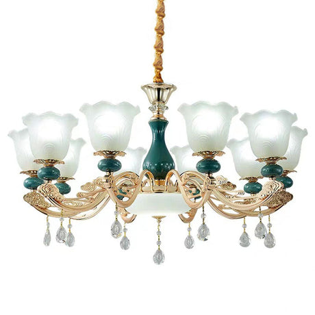 Modernist Green Frosted Glass Pendant Light Kit For Living Room Ceiling Chandelier