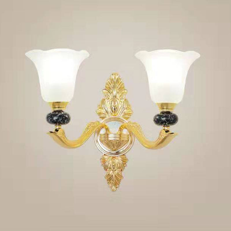 Minimal Frosted Glass Morning Glory Chandelier - Ideal Living Room Hanging Lamp 2 / Black