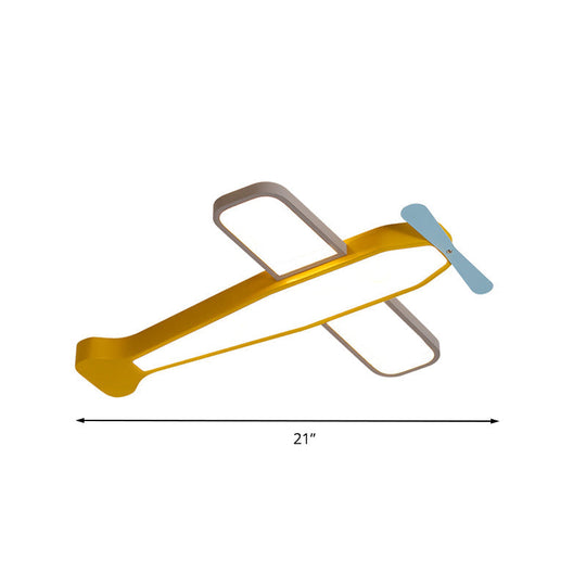 Kid’s Bedroom Cartoon Acrylic Led Ceiling Lamp - Yellow Propeller Plane Design