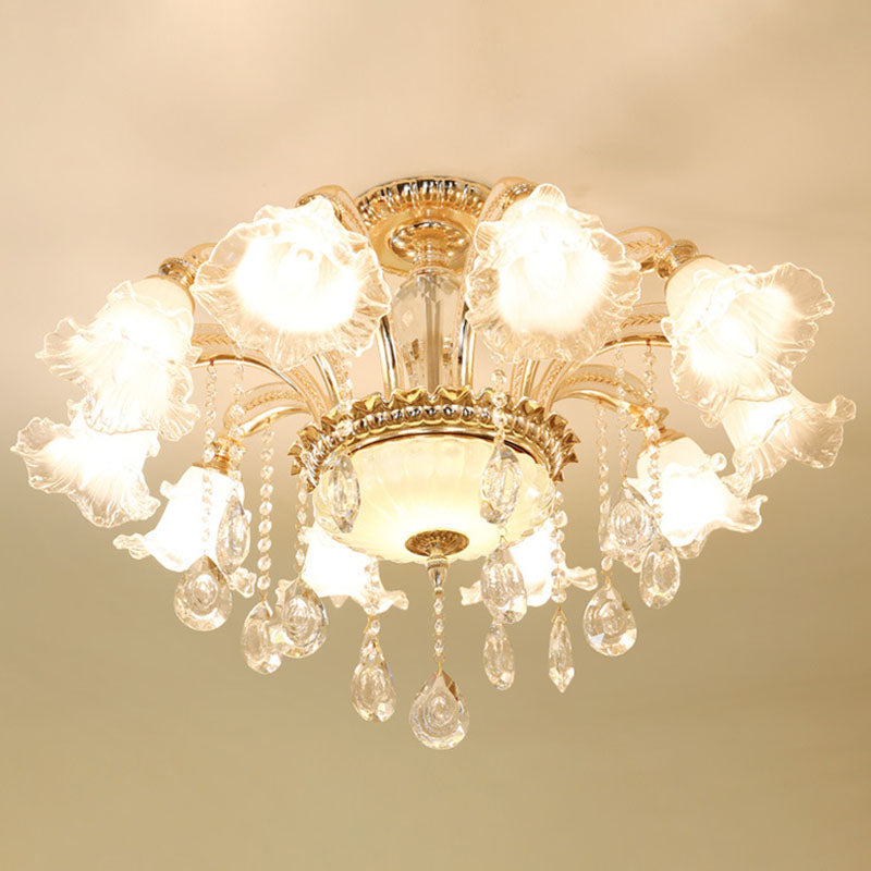 Modern Frosted Glass Pendant Lamp With Crystal Ball – Elegant Gold Corridor Chandelier 8 /