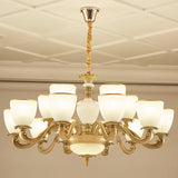Gold Simplicity Pendant Light Fixture For Living Room With Milky Glass Bowl Chandelier 15 / White