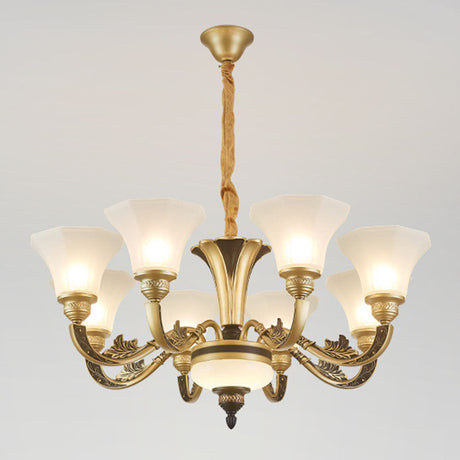Minimalistic White Bedroom Chandelier: Bell Glass Hanging Light Fixture Kit