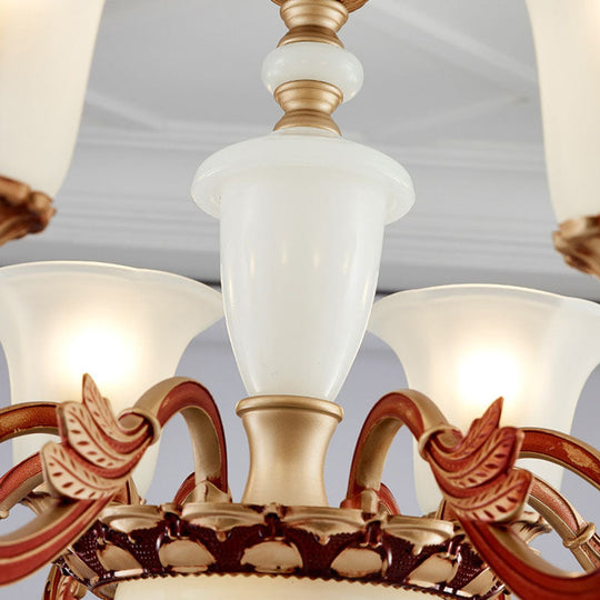 Gold Pendant Chandelier With Frosted Glass For Modern Bedroom Lighting