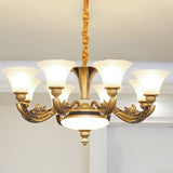 Contemporary Bell Shaped Ceiling Chandelier In White With Frosted Glass - Living Room Pendant Light