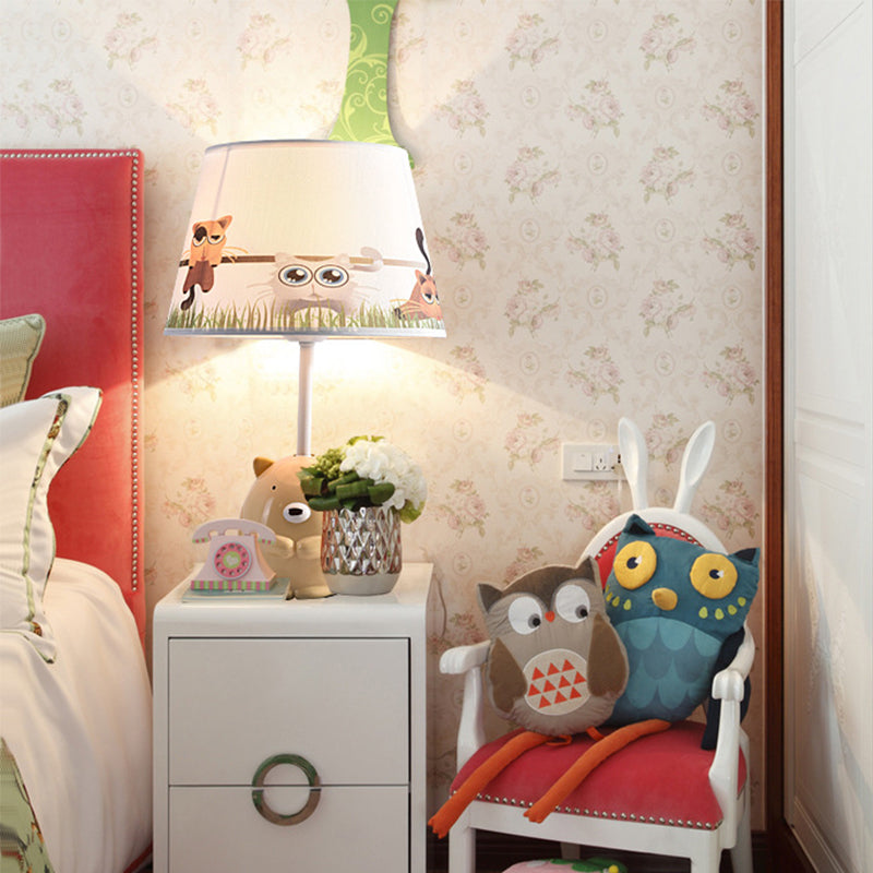 Nordic Empire Shade Table Lamp With Figurine Accent - Ideal For Bedroom Nightstands Beige / E