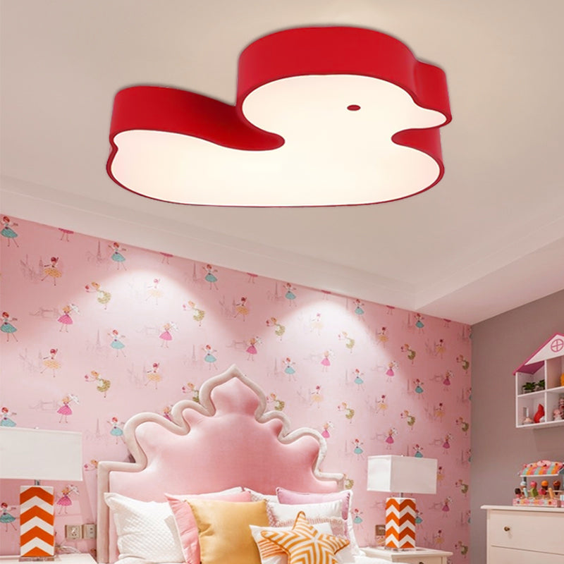 Baby Duck Led Flush Ceiling Light - Fun & Bright Metal Fixture For Child’s Bedroom