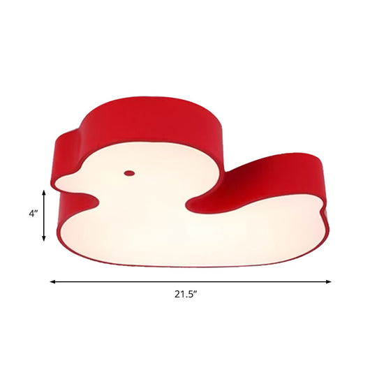 Baby Duck Led Flush Ceiling Light - Fun & Bright Metal Fixture For Childs Bedroom