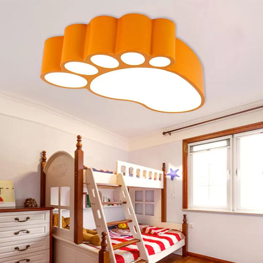 Cute Modern Led Baby Foot Ceiling Lamp For Kindergarten Orange / 19.5’
