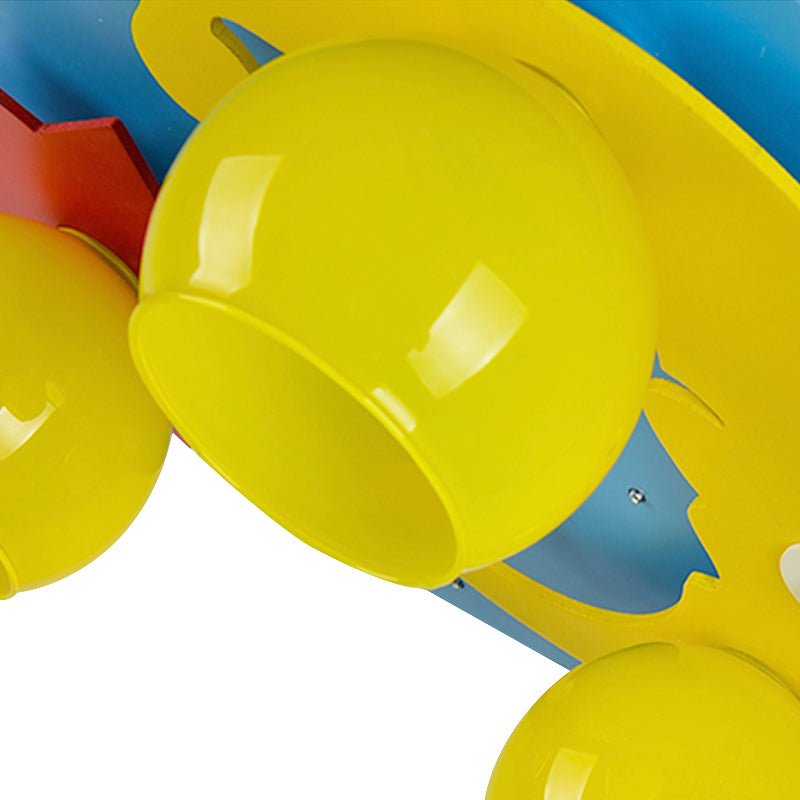 Blue Led Cartoon Ceiling Lamp For Child’s Bedroom - Wood Night View Flush Mount Light