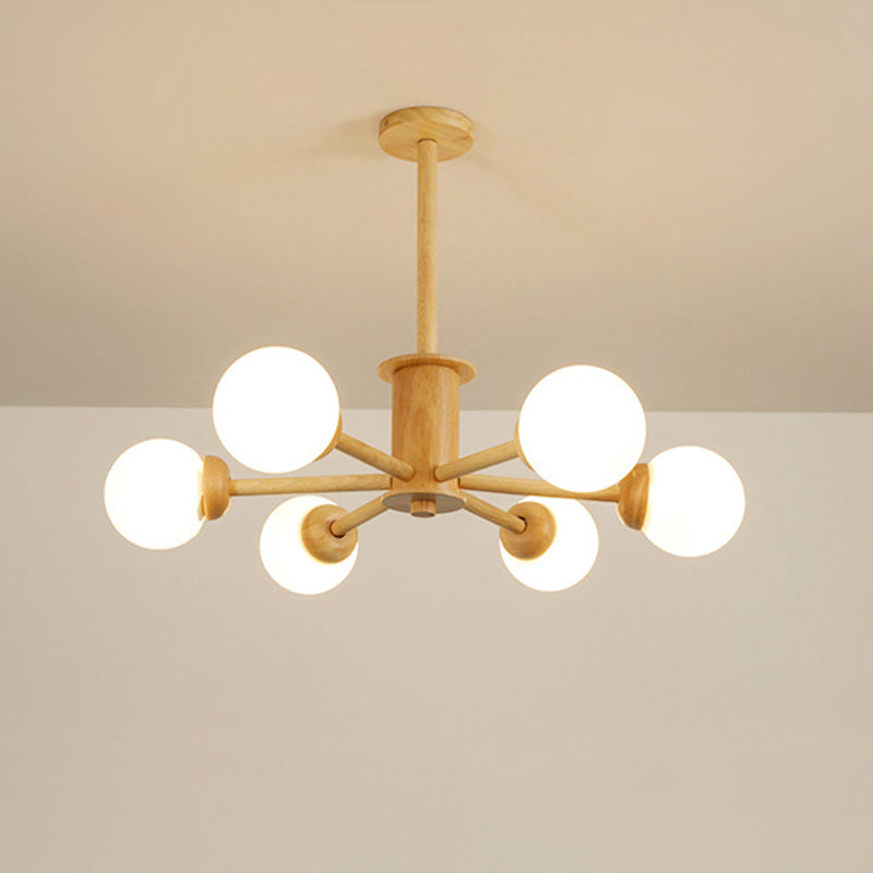 Contemporary Led Wooden Chandelier For Living Room Ceiling
