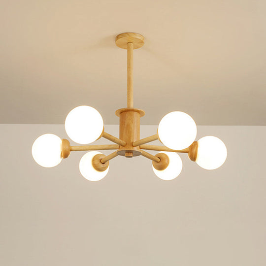 Contemporary Led Wooden Chandelier For Living Room Ceiling