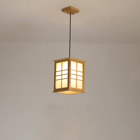 Contemporary Wooden Led Dining Room Pendant Light Fixture - Rectangle Shaped