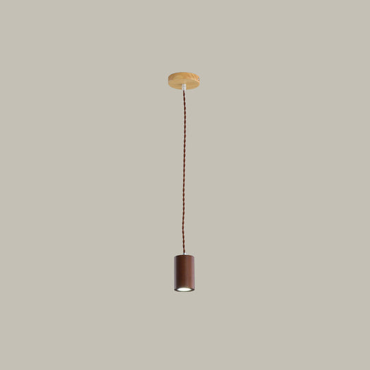 Simple Wooden Led Kitchen Suspension Light In Beige - Geometric Shaped Ceiling Pendant