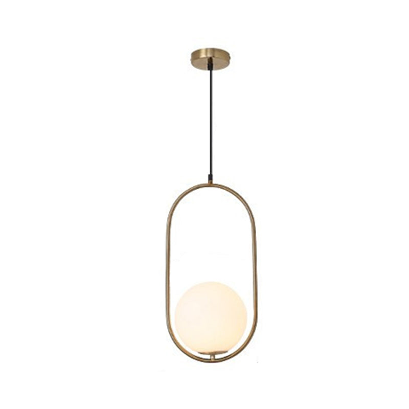 Contemporary Gold Sphere Drop Lamp With Cream Glass Shade - Ideal Ceiling Light For Bedroom
