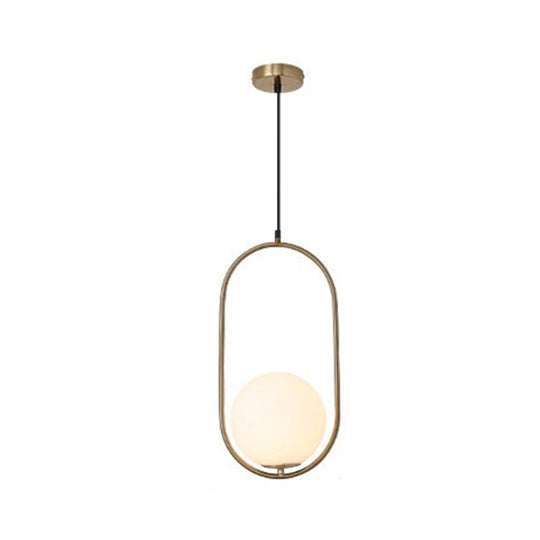 Contemporary Gold Sphere Drop Lamp With Cream Glass Shade - Ideal Ceiling Light For Bedroom