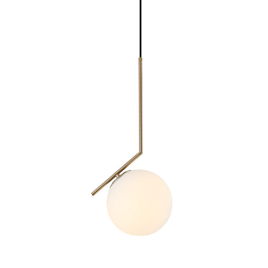 Contemporary Gold Sphere Drop Lamp With Cream Glass Shade - Ideal Ceiling Light For Bedroom