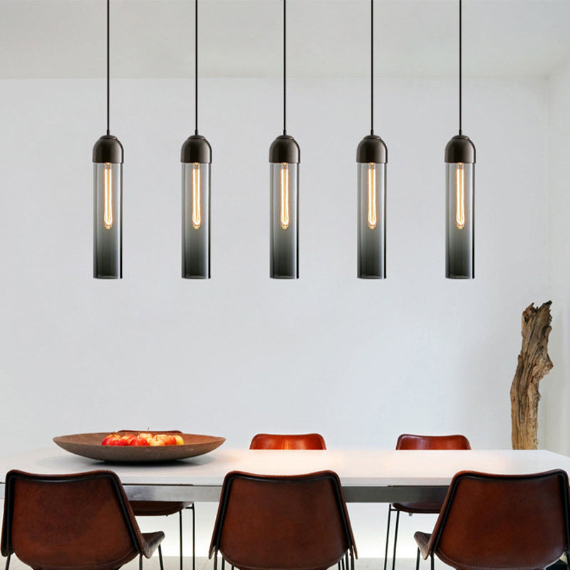 Modern Tubular Pendant Light - Sleek Glass Dining Room Lamp