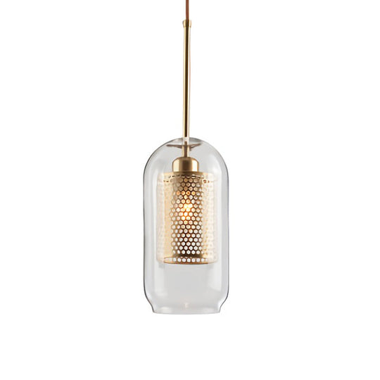 Contemporary Metal Pendant Light With Glass Shade For Dining Room