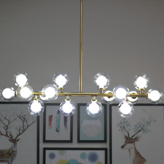 Contemporary Glass Orb Island Lamp - 16 Heads Ceiling Light For Living Room Gold