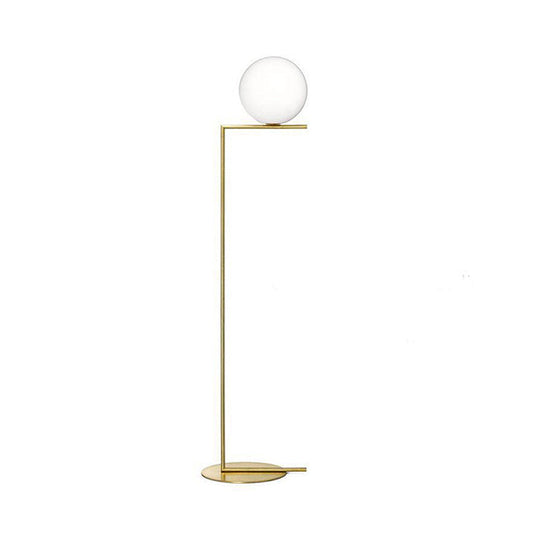 Gold Opal Glass Living Room Floor Lamp - Contemporary Stand With 1-Light