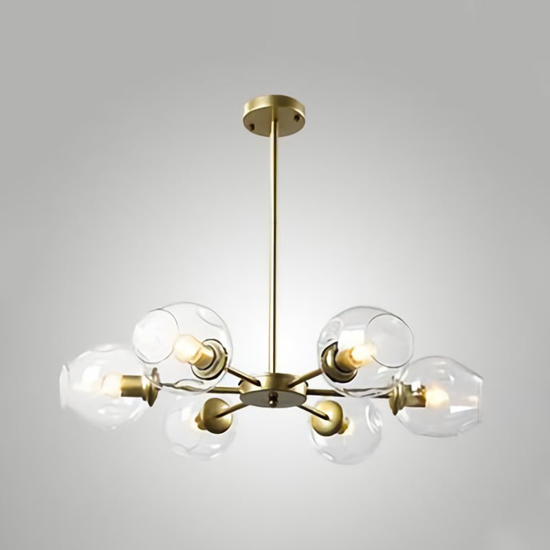 Nordic Gradient Glass Chandelier Pendant Light With Cup Shade For Living Room