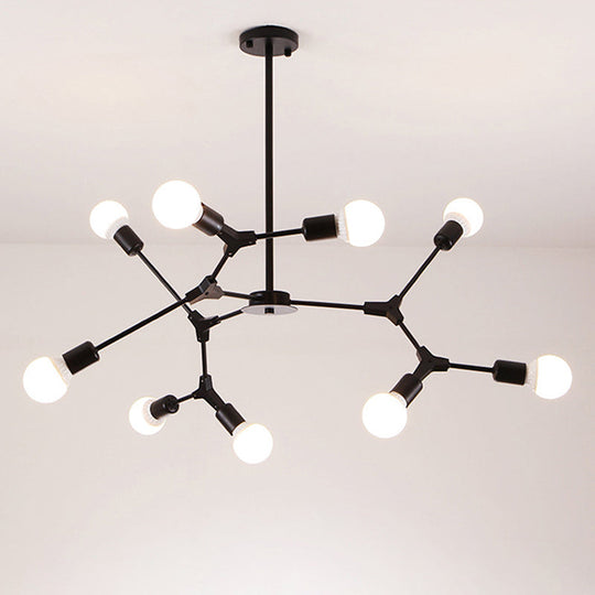 Sputnik Modern Chandelier With White Glass Shade - Metal Pendant Light Fixture