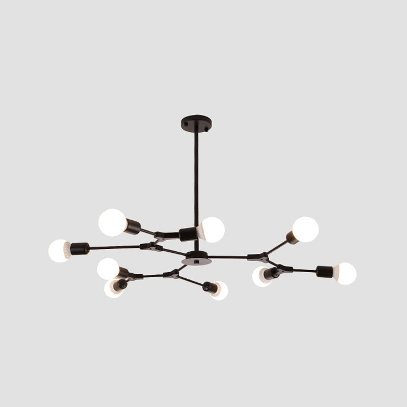 Sputnik Modern Chandelier With White Glass Shade - Metal Pendant Light Fixture