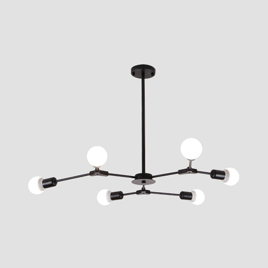 Sputnik Modern Chandelier With White Glass Shade - Metal Pendant Light Fixture