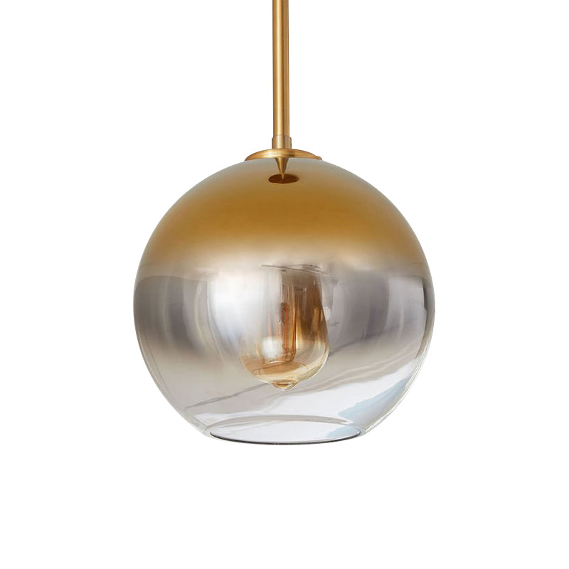 Contemporary Gold Pendant Light Fixture For Bedroom - Fading Glass Globe Design