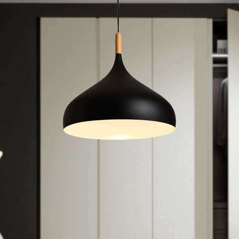 Metallic Dome Pendant Lamp - Simple Style 1 Head Black/White Ideal For Dining Rooms Available In
