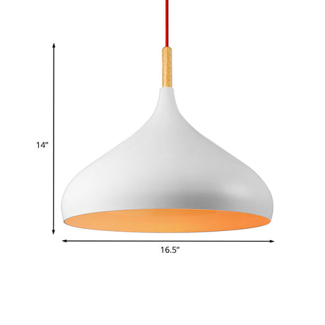 Dome Metallic Pendant Ceiling Lamp - Elegant 1 Head Hanging Light For Dining Room 12.5 Or 16.5 Width